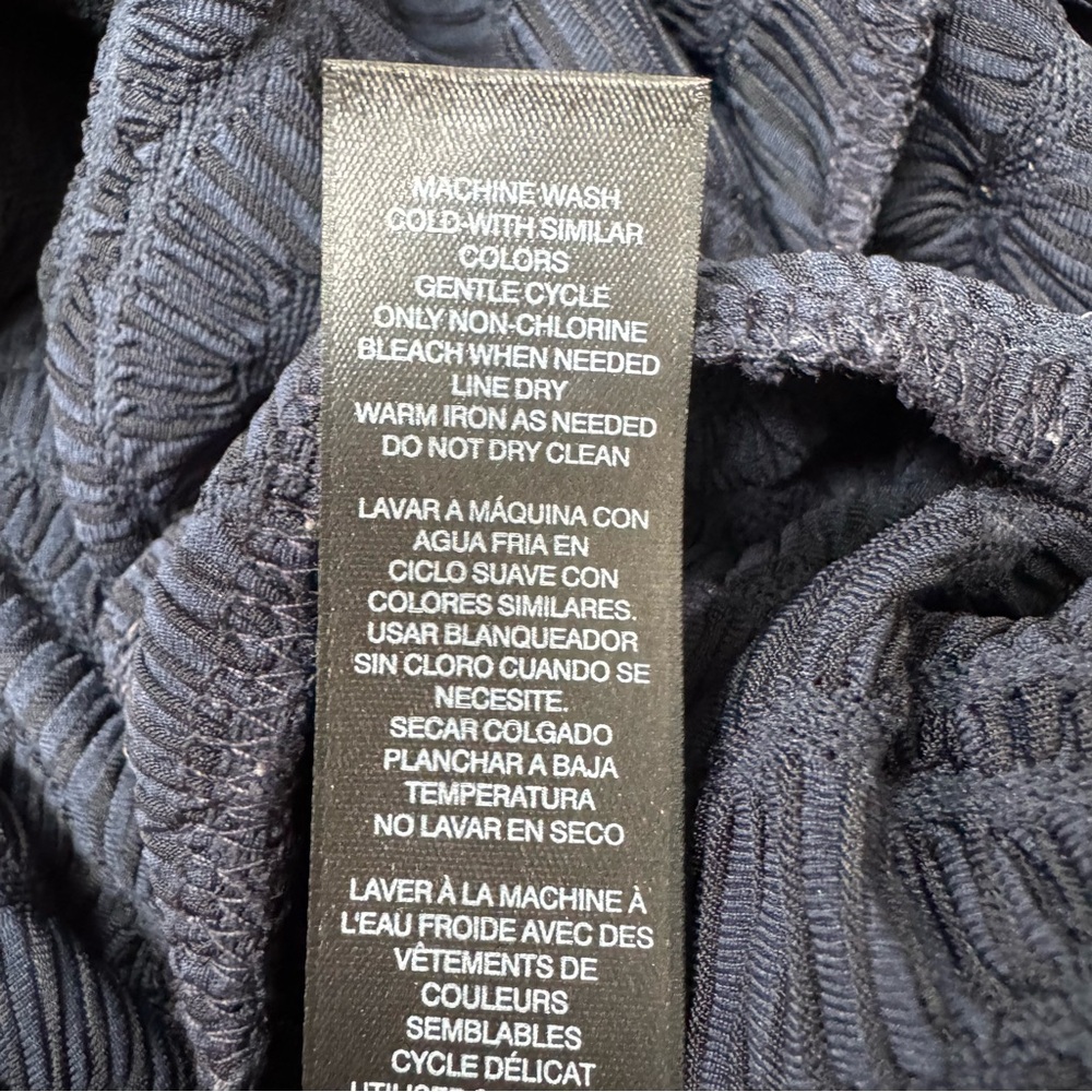 Chico’s Travelers Textured Semi-Sheer Cardigan Women XL Longline Open Front Navy - Picture 13 of 13